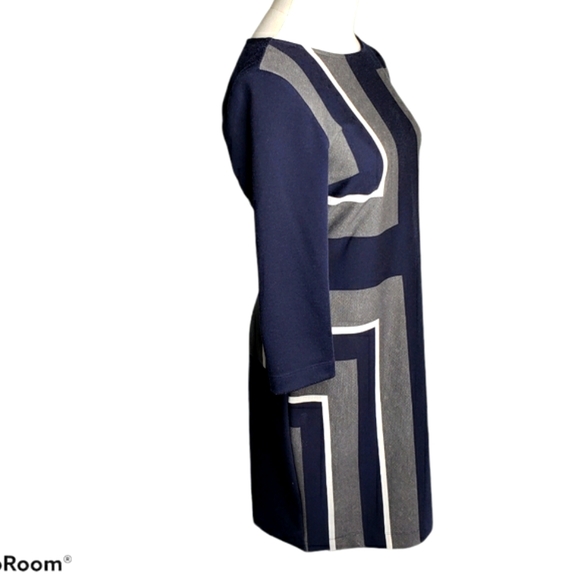 Danny & Nicole 3/4 Sleeve Shift Geometric Colorblock Mod Office Business Petite - Picture 3 of 15